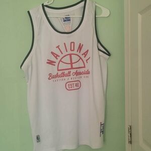 White NBA Tank Top with Red Print
